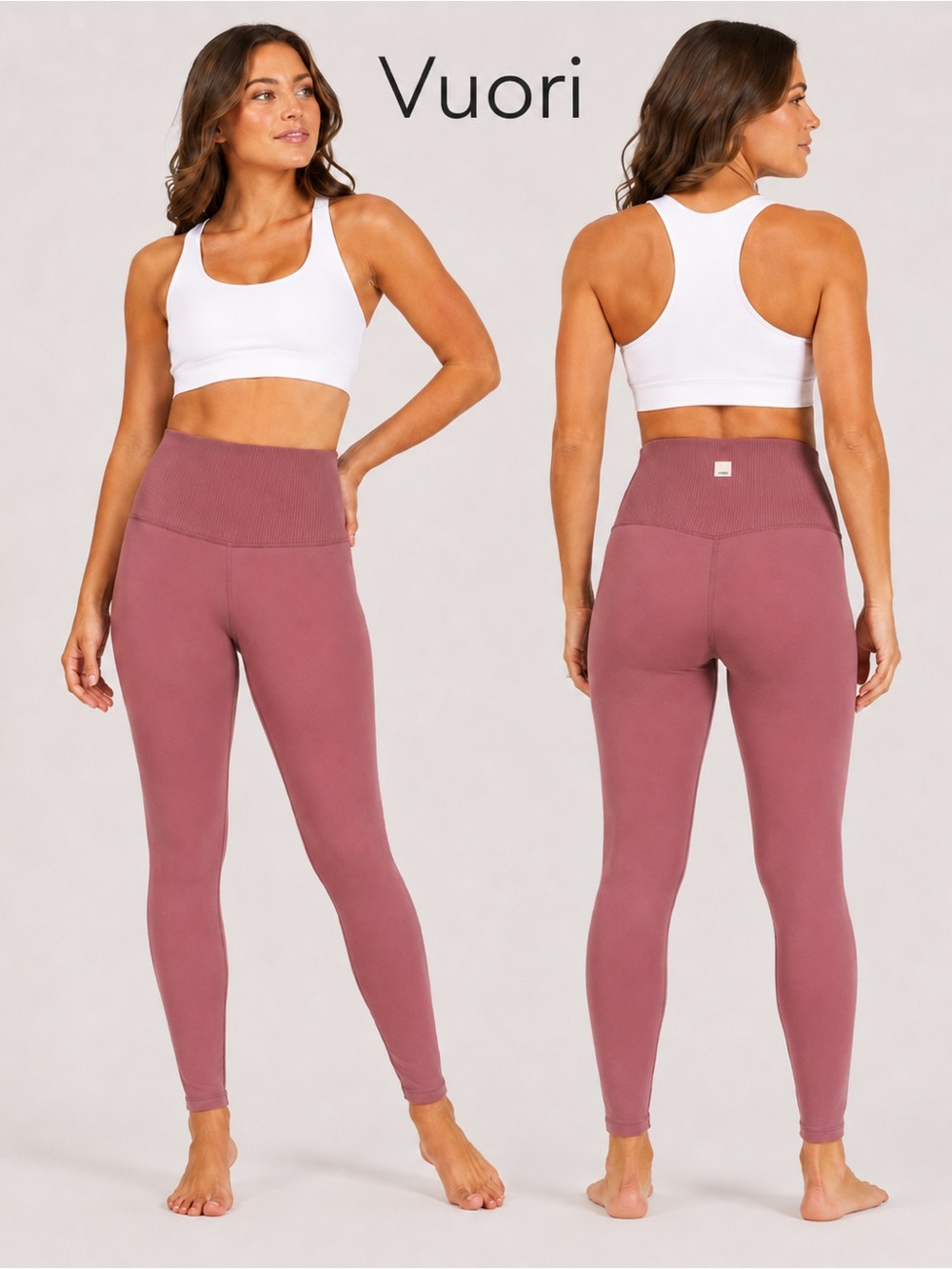 Vuori Rib Studio Leggings Women’s XL Mauve High Rise 28” Inseam Yoga
